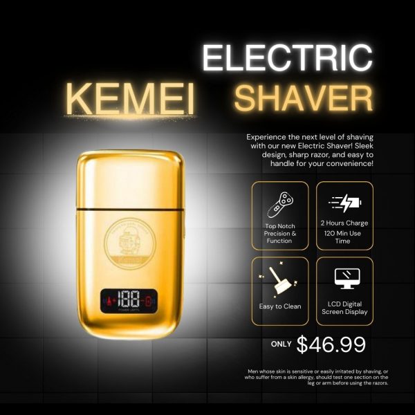 Kemei TX3 Shaver with powerful rotary motor and sleek design for precision shaving