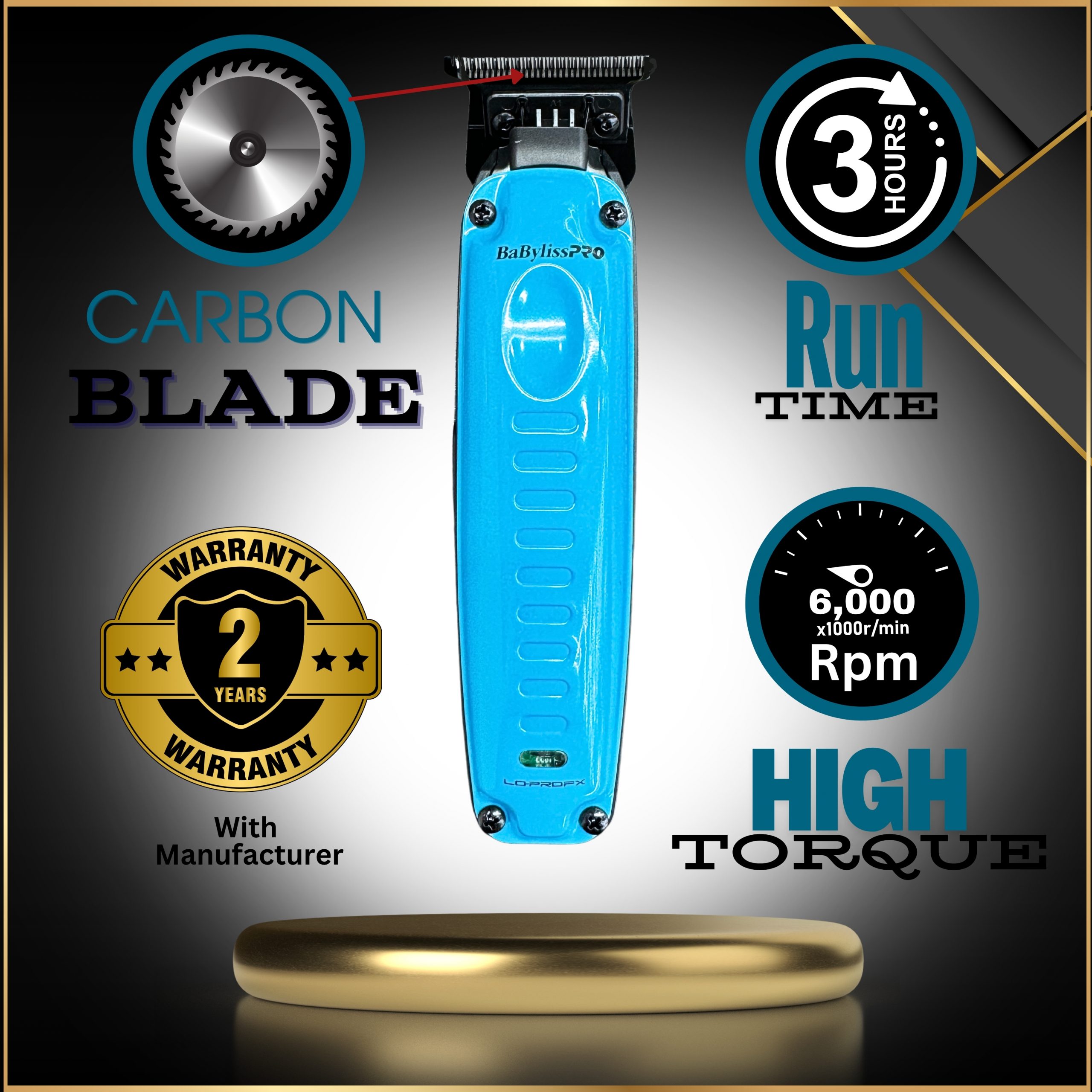 Matte Blue BaBylissPRO FXONE LO-PROFX Hair Trimmer with black T-blade