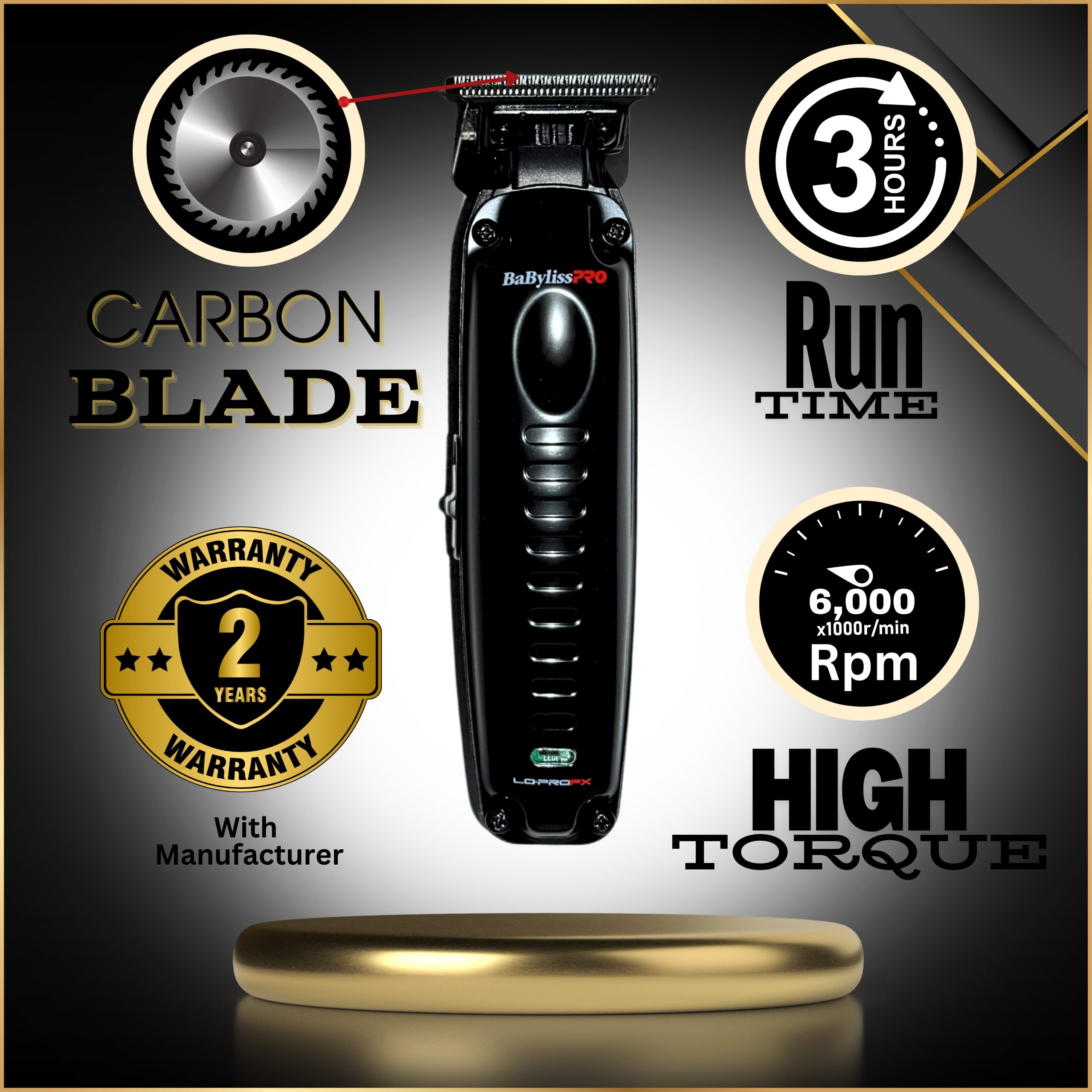 Matte Black BaBylissPRO FXONE LO-PROFX Hair Trimmer with exposed T-blade