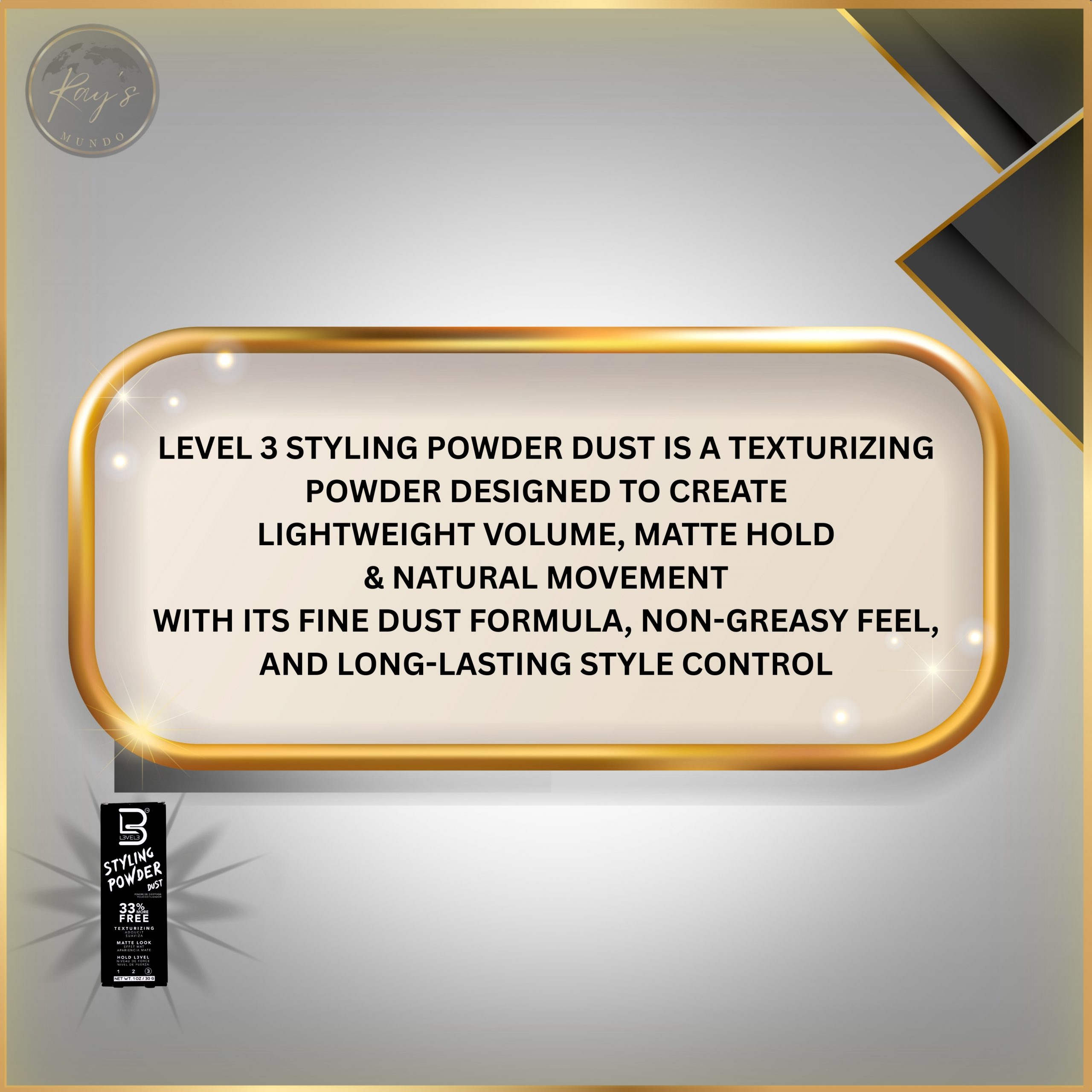 Level 3 styling powder for matte finish and hair volume