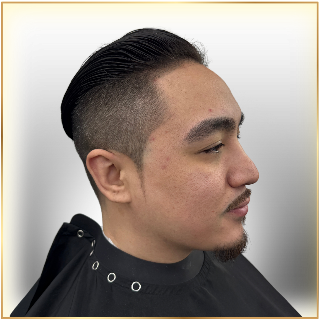 High fade haircut with a smooth transition